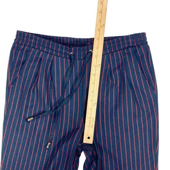 Primark Pants Womens Size 6 Navy Blue Striped Straight Leg Drawstring Pull On - Picture 10 of 14